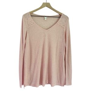 NWT Aeropostale Women’s Long Sleeve V Neck Top Side Slits‎ Pink Size Small